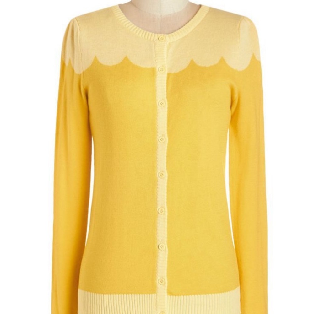 Cafe Paris Yellow Scalloped Cardigan